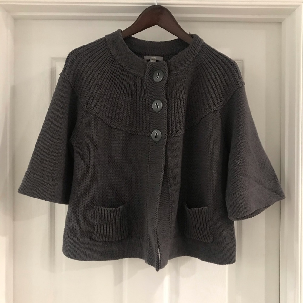 A-line cropped 3/4 sleeve cardigan